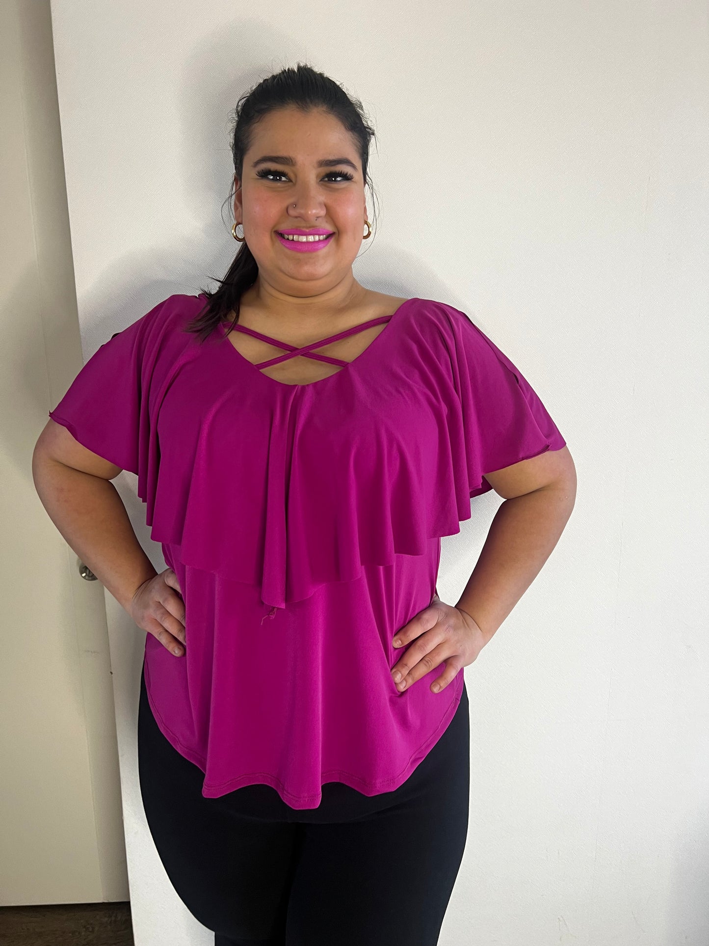 Blusa DISIMULA LA GUATITA DELALTAL. vuelo liso