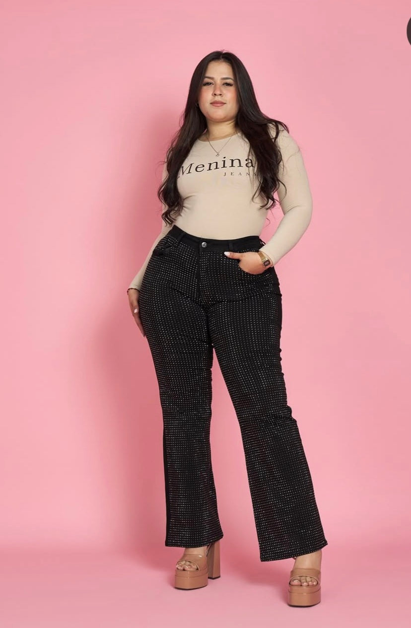 Jeans Negro full Brillo