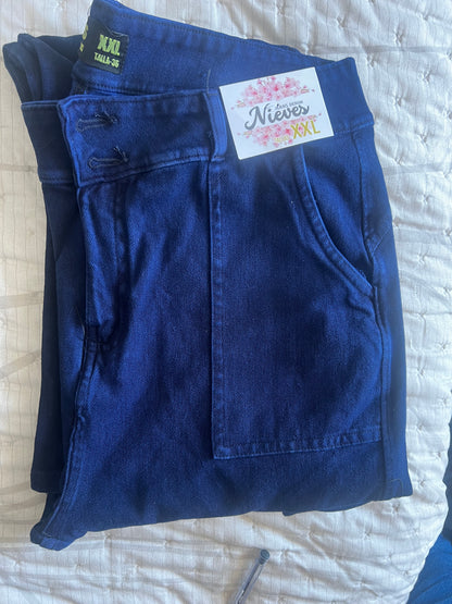 JEANS FAJERO: CARGO RECTO CON BOTONES Talla
