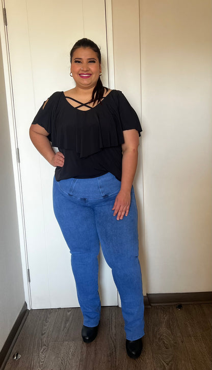 JEANS FAJERO VIRAL: RECTO  SIN BOTONES Talla L  XL XXL(44 hasta la 58)