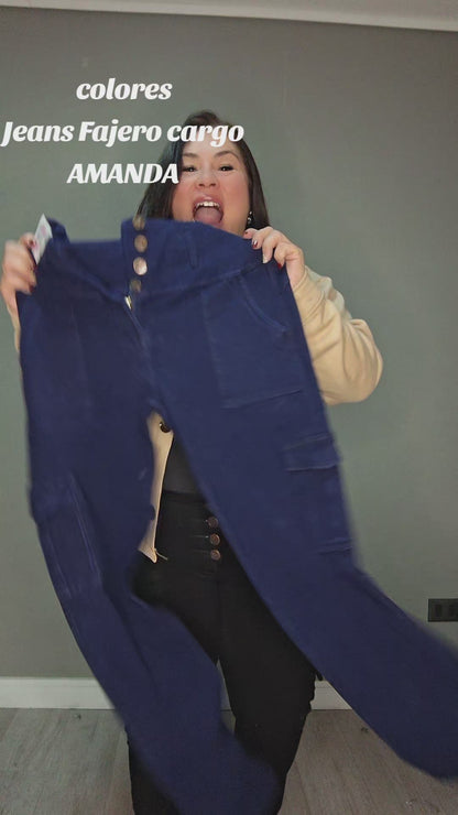 jeans Fajero Cargo recto   Control adbomen   (AMANDA)