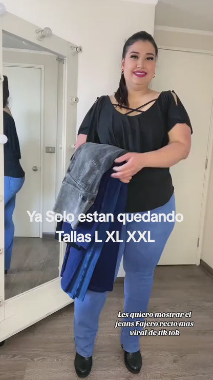 JEANS FAJERO VIRAL: RECTO  SIN BOTONES Talla L  XL XXL(44 hasta la 58)