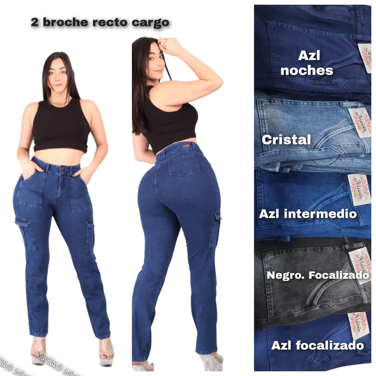 JEANS FAJERO: CARGO RECTO CON BOTONES Talla