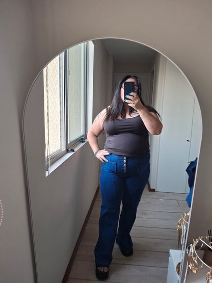 Wide leg  con Botones  Jeans Fajero