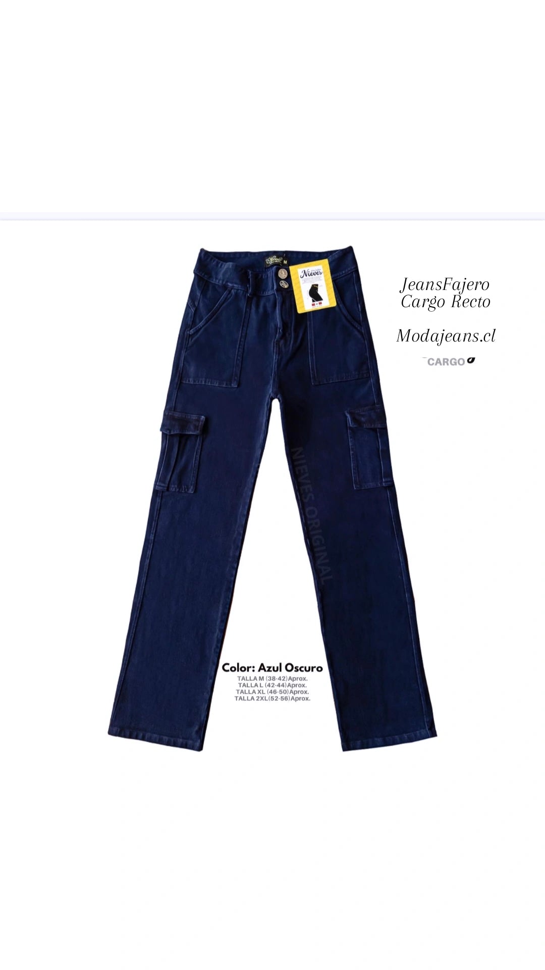 JEANS FAJERO: CARGO RECTO CON BOTONES Talla