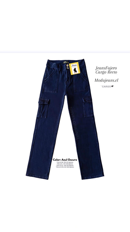 JEANS FAJERO: CARGO RECTO CON BOTONES Talla