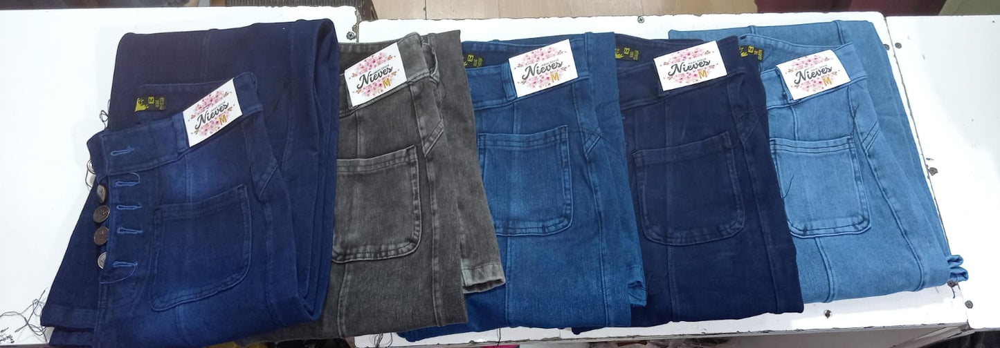 Wide leg  con Botones  Jeans Fajero