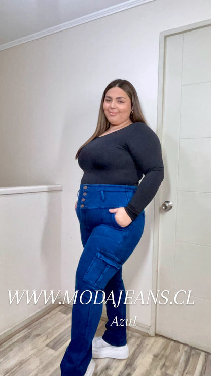 jeans Fajero Cargo recto   Control adbomen   (AMANDA)