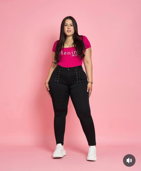 Jeans Skiny negro Trenzado