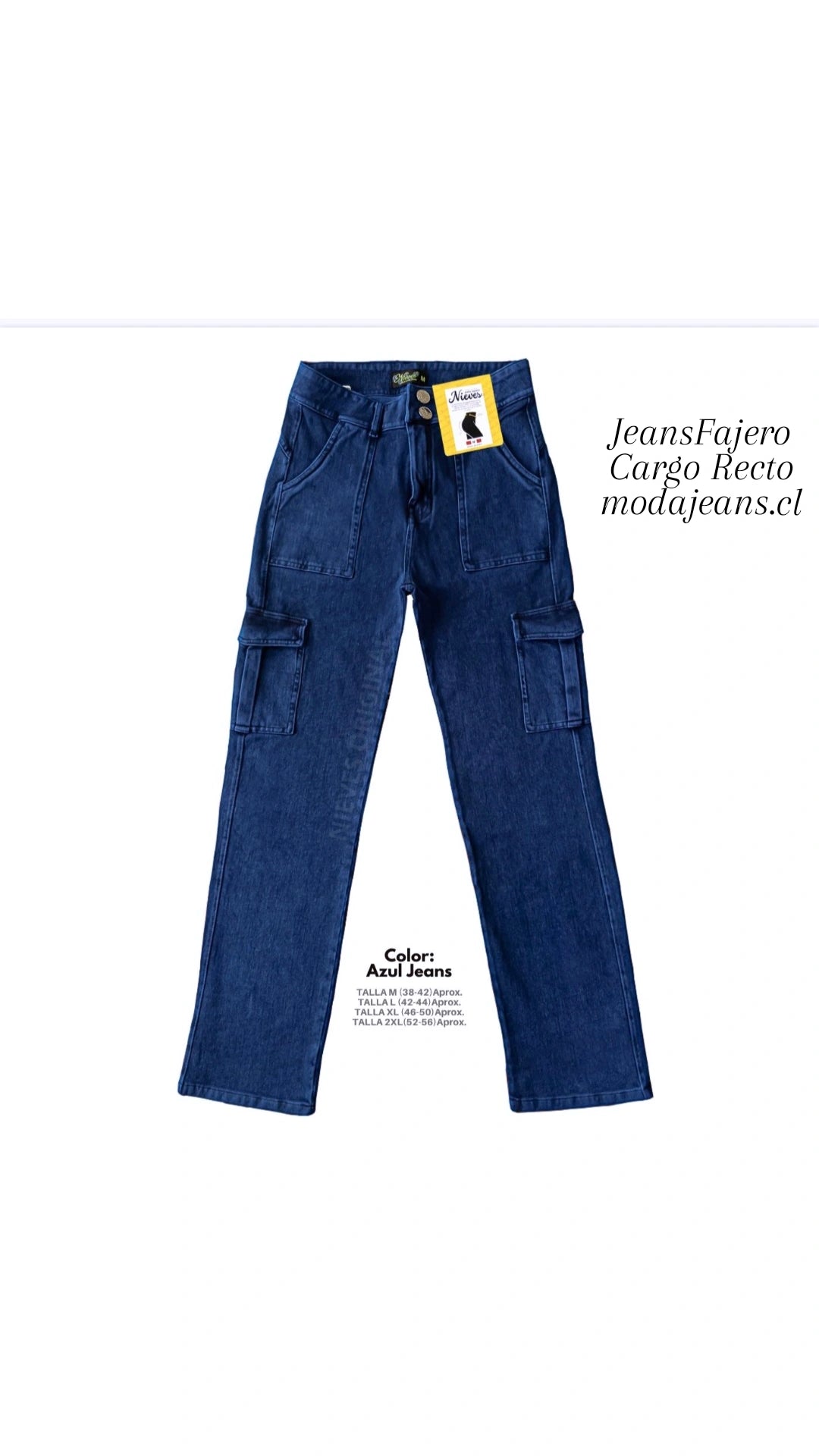 JEANS FAJERO: CARGO RECTO CON BOTONES Talla