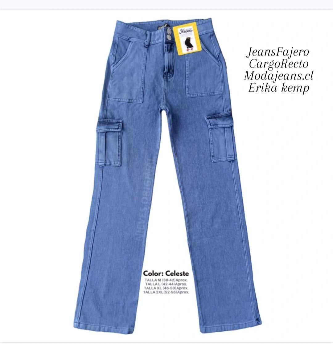 JEANS FAJERO: CARGO RECTO CON BOTONES Talla