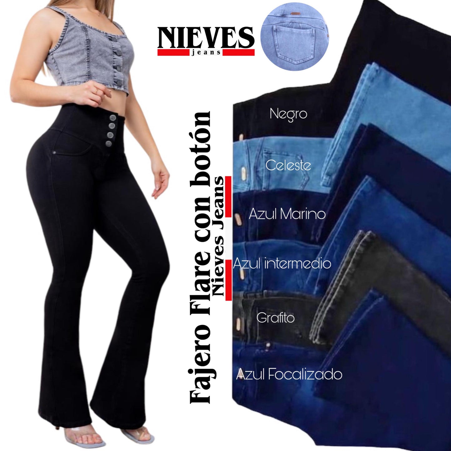 Jeans Fajero Flare con Botones Zully.