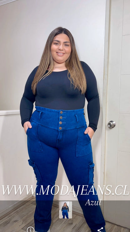 jeans Fajero Cargo recto   Control adbomen   (AMANDA)