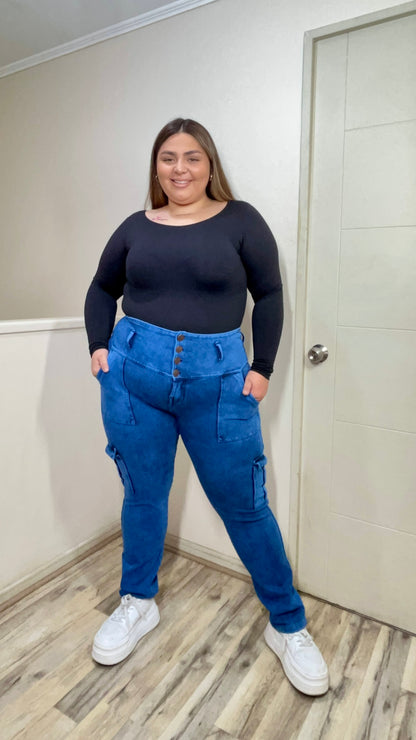 jeans Fajero Cargo recto   Control adbomen   (AMANDA)