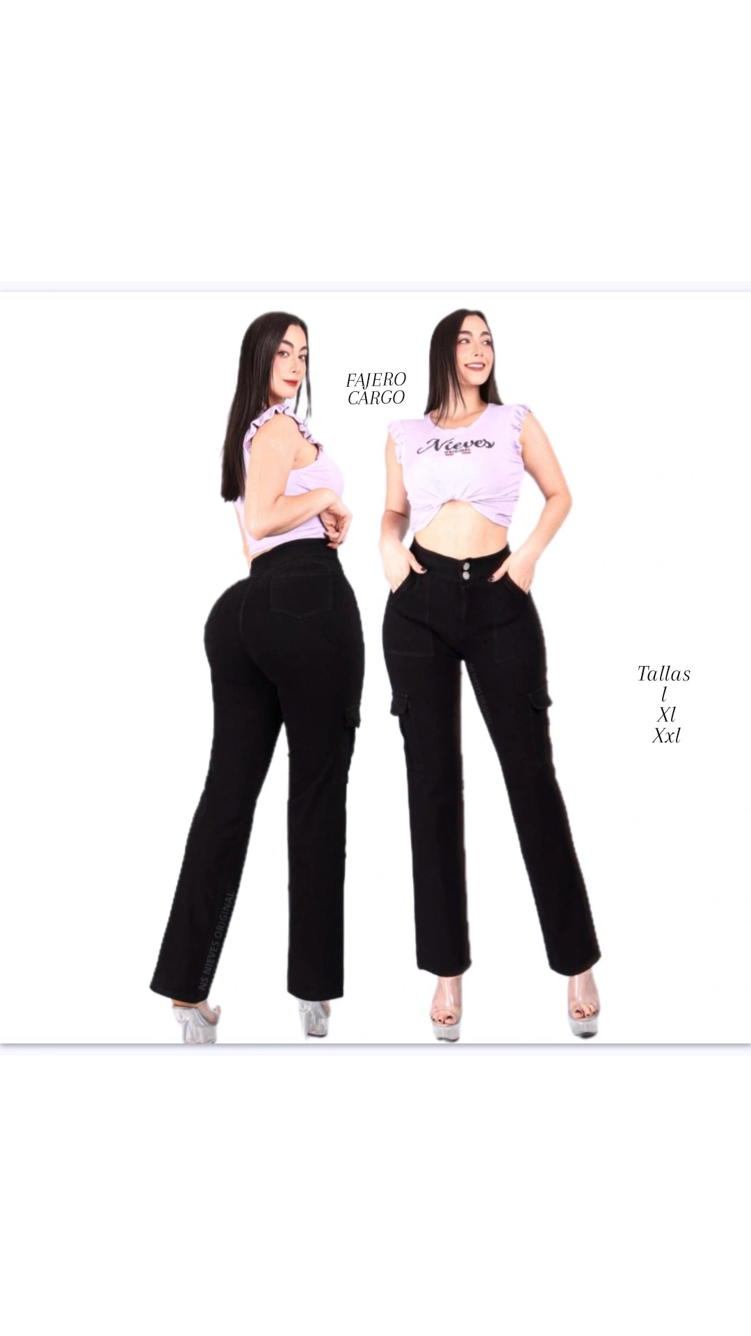 JEANS FAJERO: CARGO RECTO CON BOTONES Talla