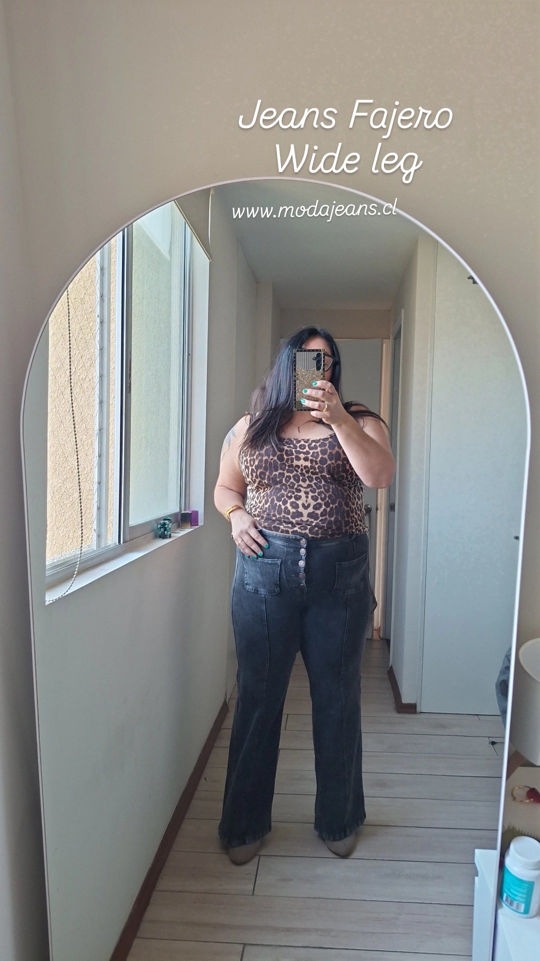 Wide leg  con Botones  Jeans Fajero