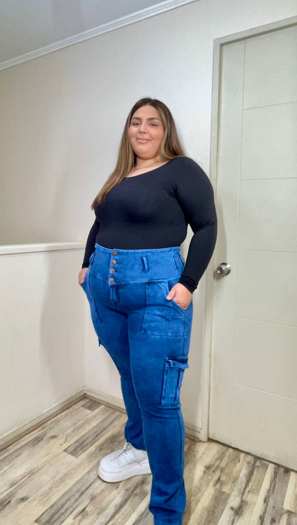 jeans Fajero Cargo recto   Control adbomen   (AMANDA)