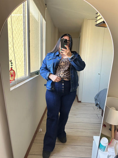 Wide leg  con Botones  Jeans Fajero