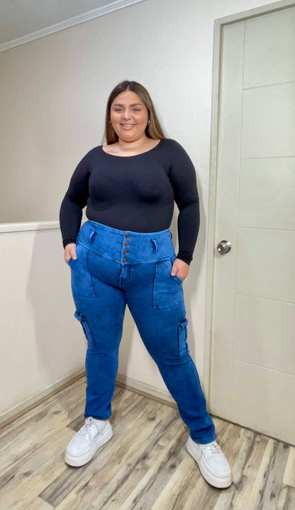jeans Fajero Cargo recto   Control adbomen   (AMANDA)