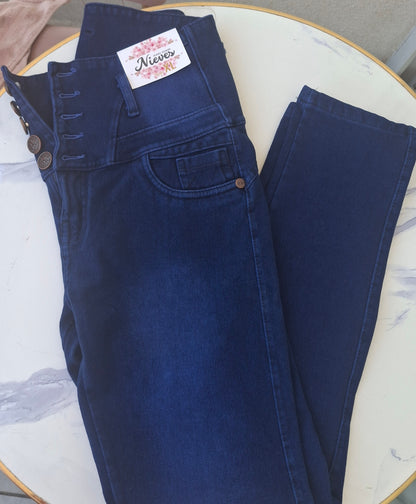 Jeans fajero pitillo cinco botones