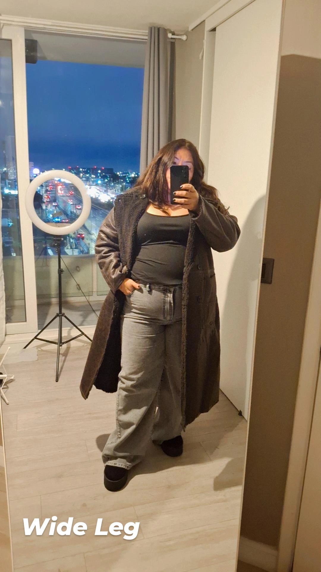 Jeans wide leg   Gris Talla 48