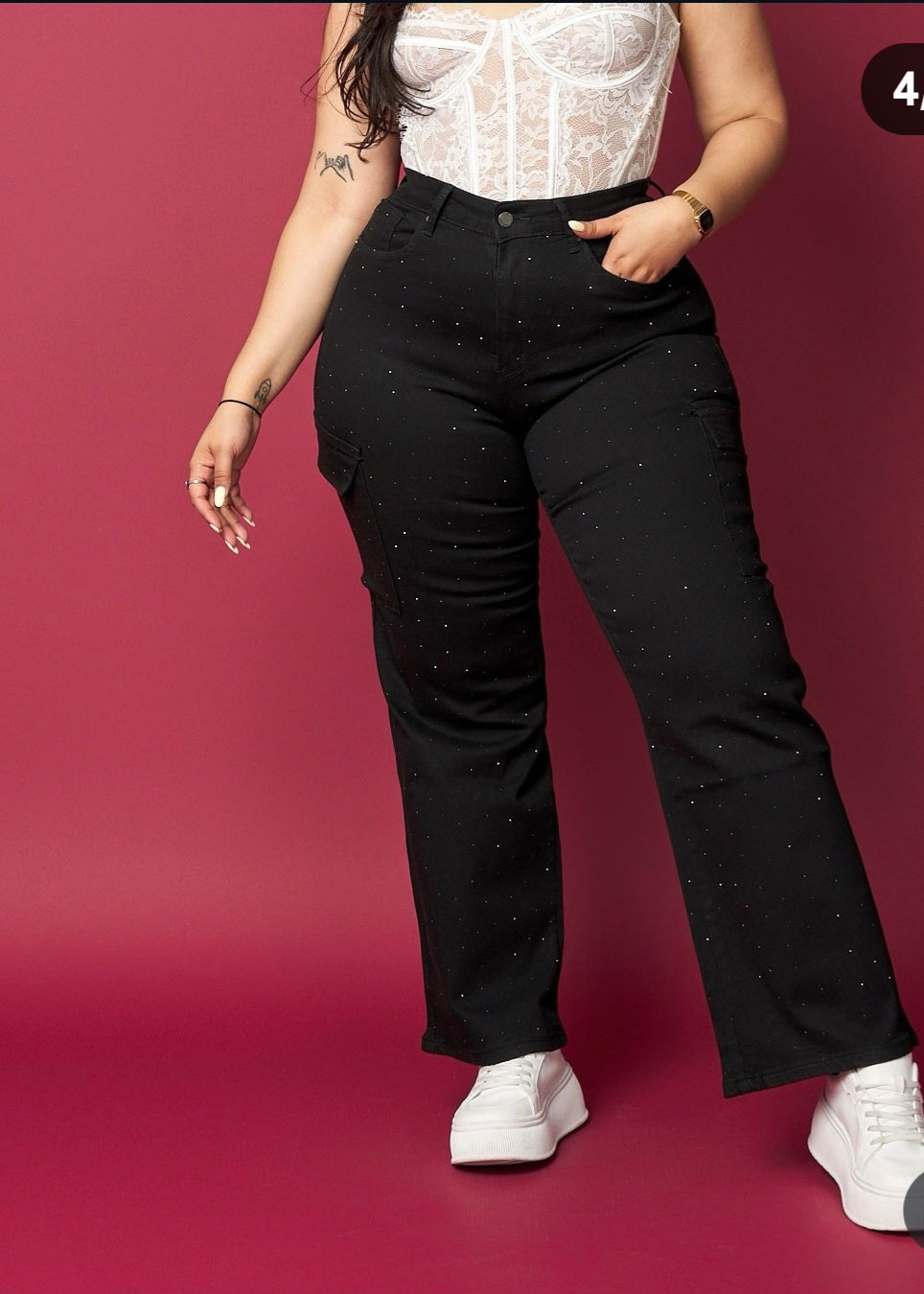 Jeans wide leg Cargo Brillitos