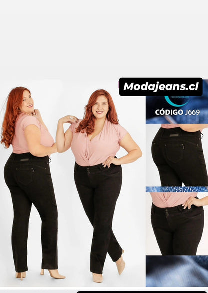 Jeans recto negro 669 elasticado 44
