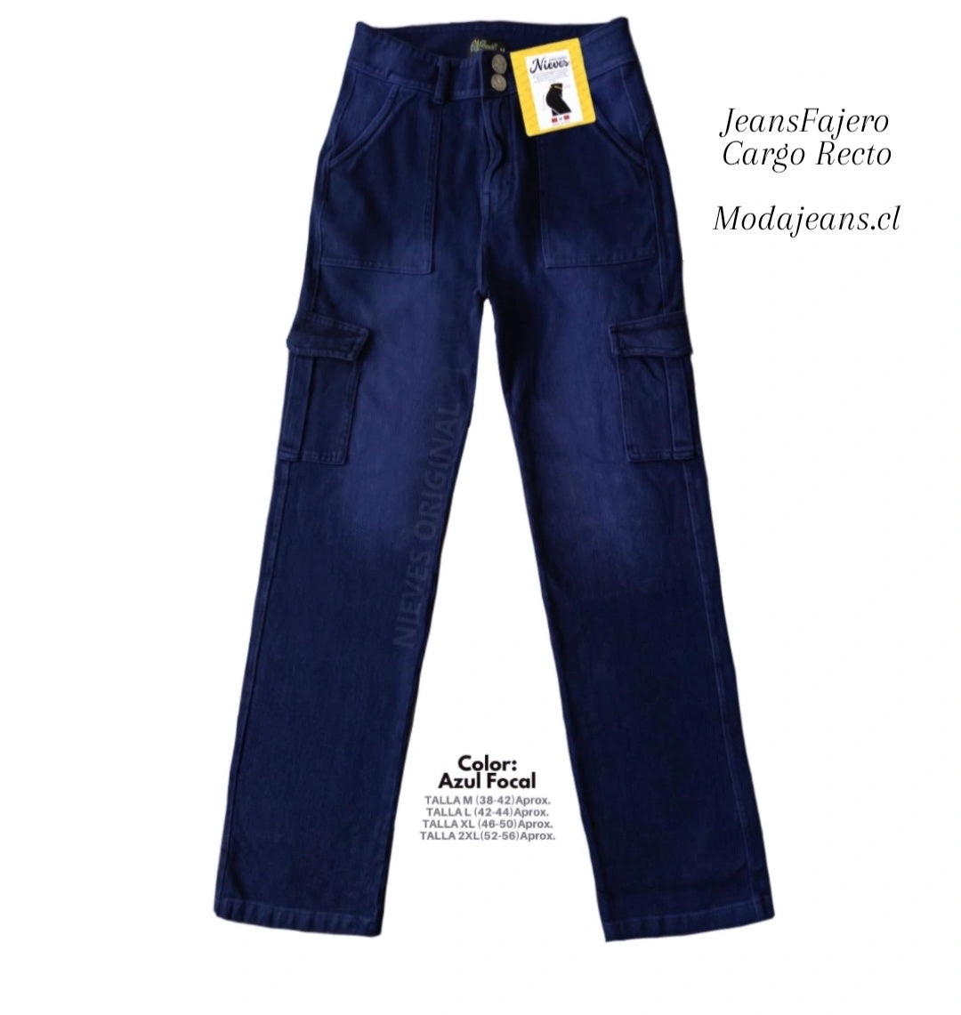 JEANS FAJERO: CARGO RECTO CON BOTONES Talla