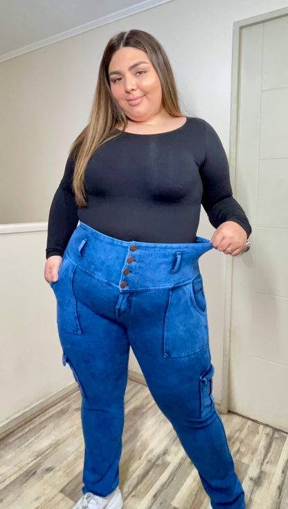 jeans Fajero Cargo recto   Control adbomen   (AMANDA)