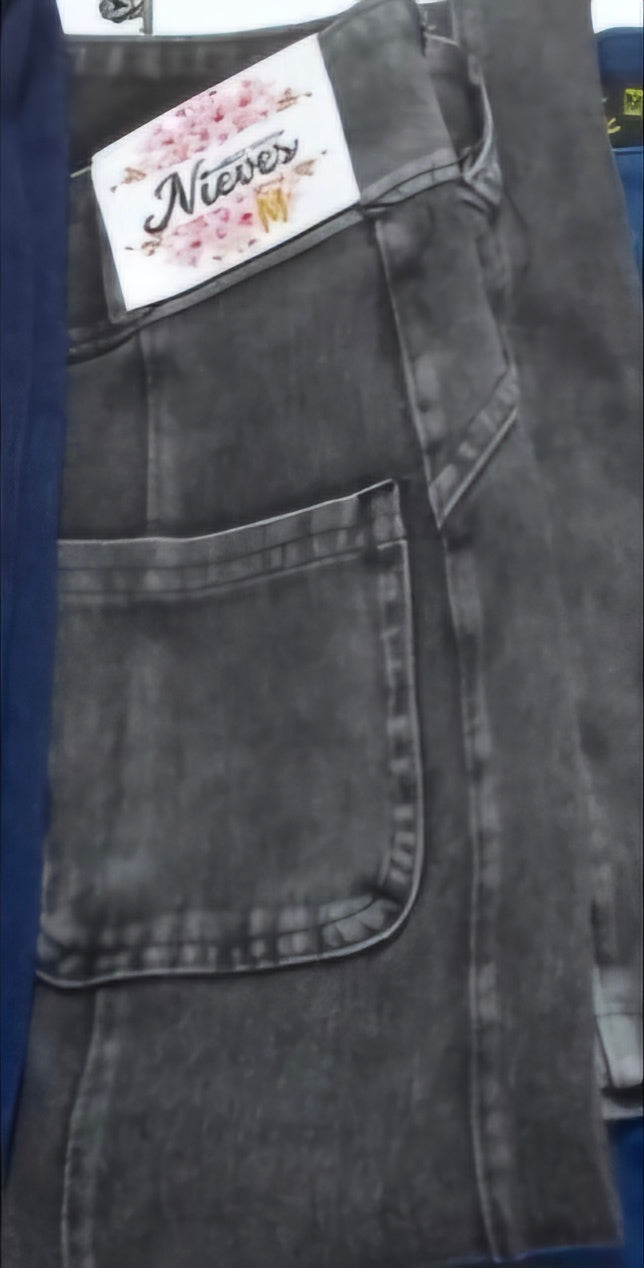 Wide leg  con Botones  Jeans Fajero