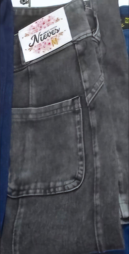 Wide leg  con Botones  Jeans Fajero