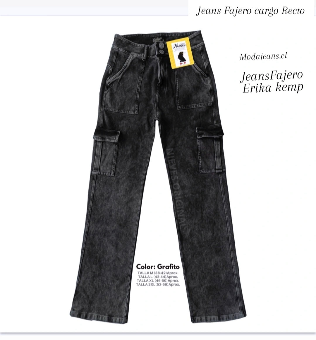 JEANS FAJERO: CARGO RECTO CON BOTONES Talla